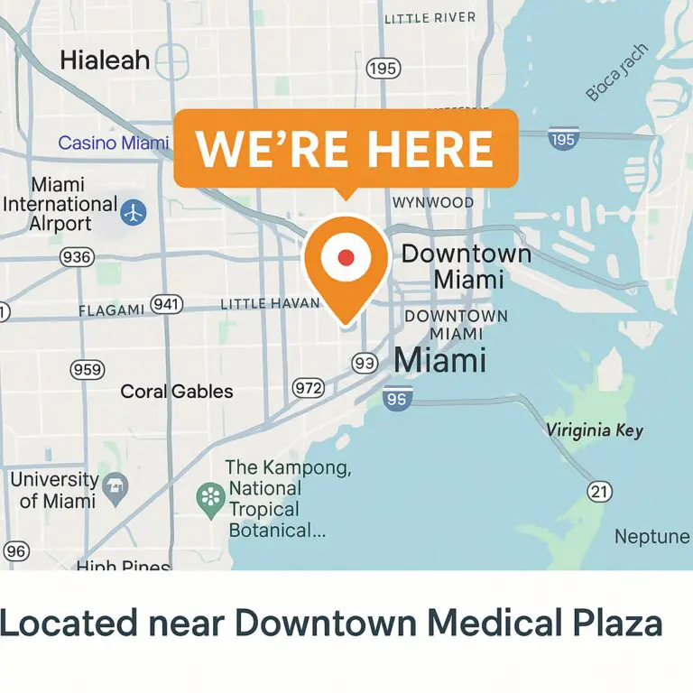 Map of Miami showing our meeting spot near Jackson Memorial Hospital