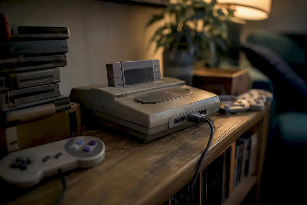 Close-up of vintage gaming device details