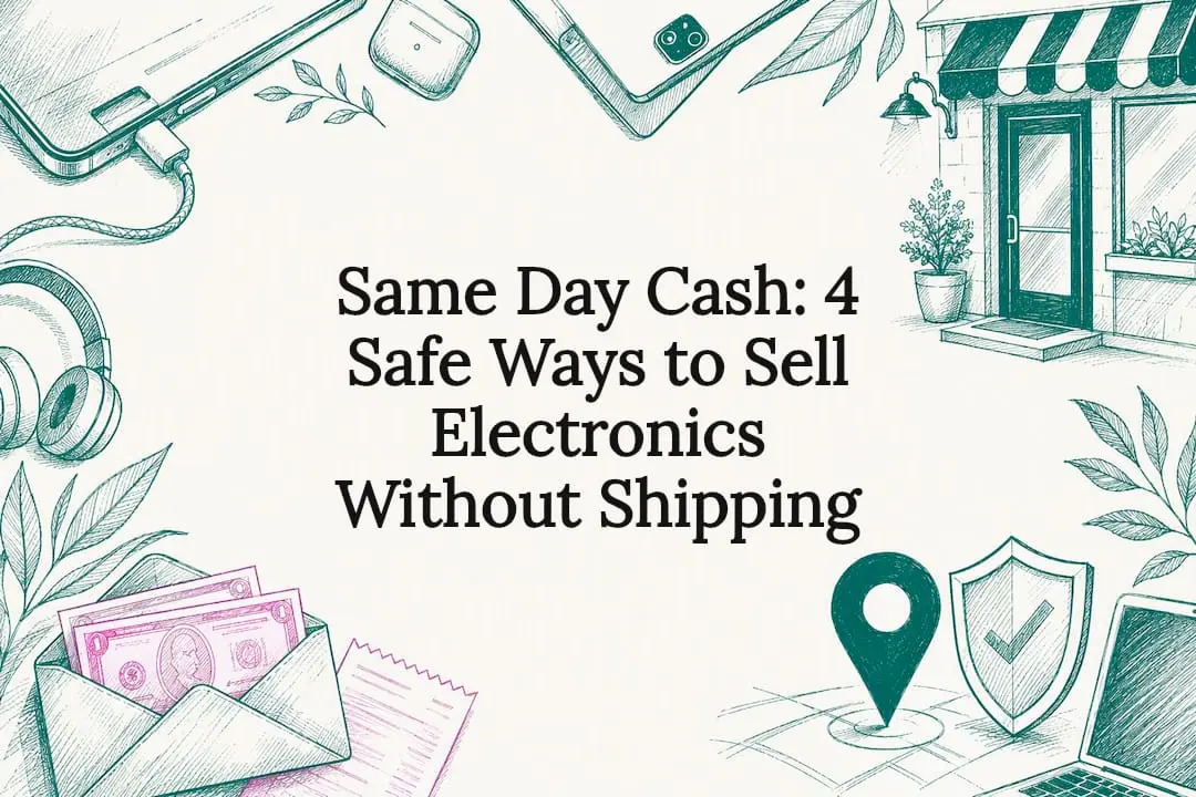 Decorative same-day electronics selling title card