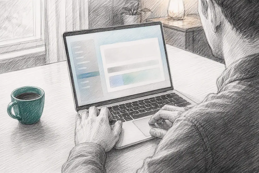 Hands checking laptop memory and storage information