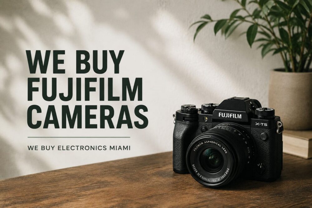 a graphic showing we buy fujiflim cameras in miami