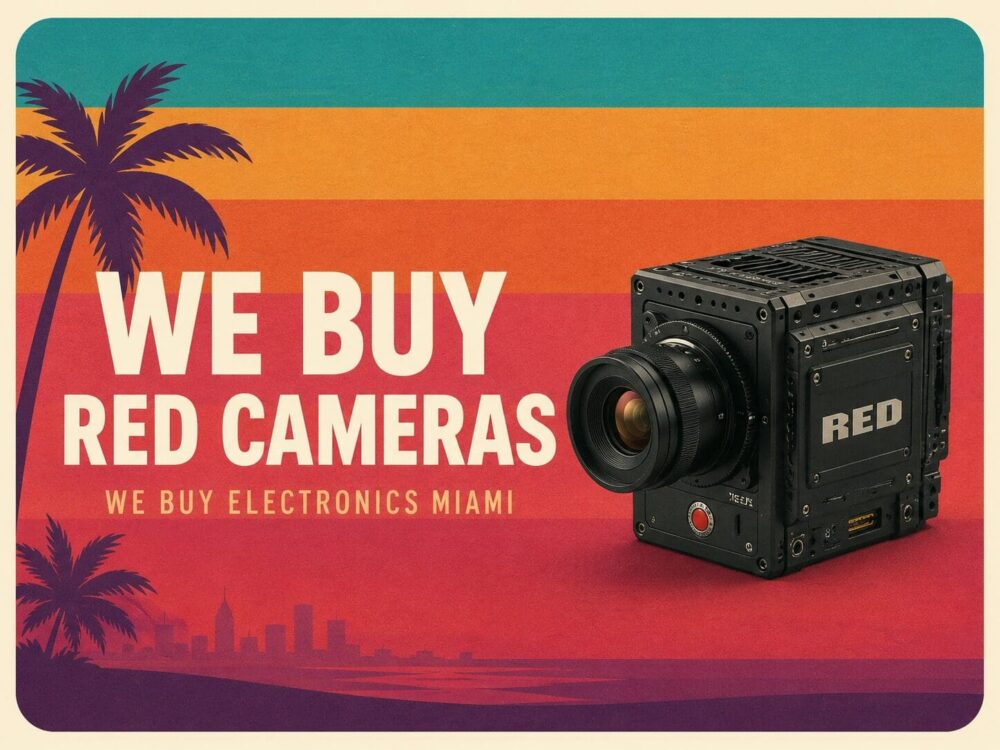 a graphic saying we buy red cameras miami